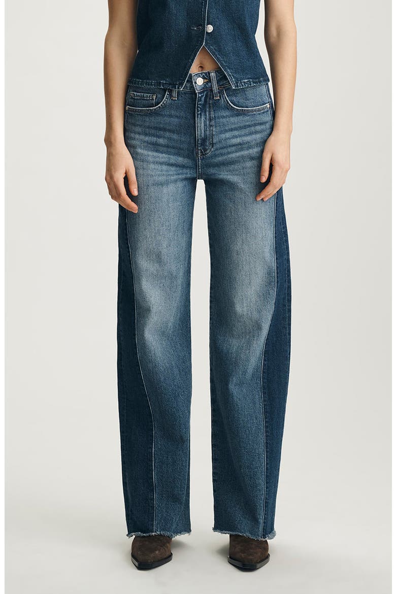 Malibu Colorblock Wide Leg Jeans, Main, color, MID DENIM