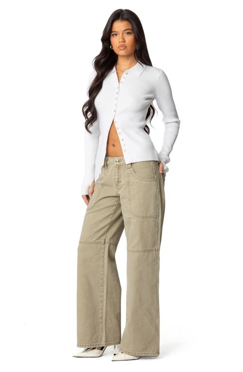 Edikted Mirielle Collar Rib Cardigan In White