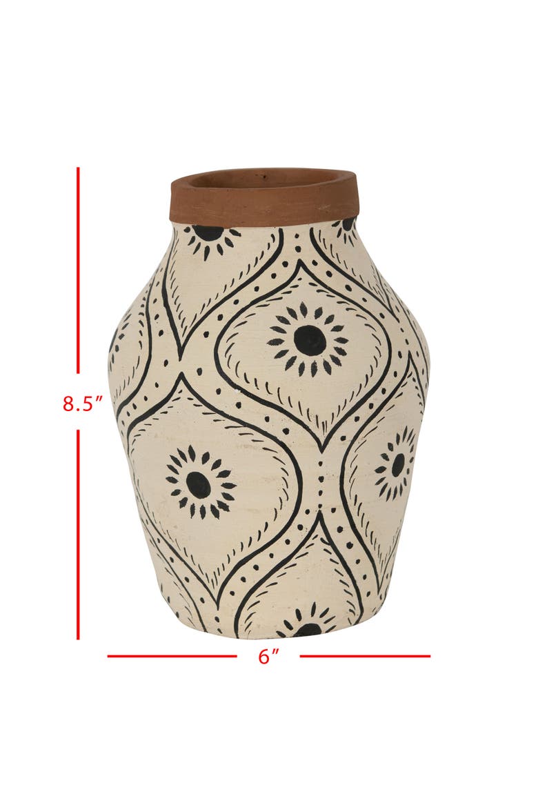 Natural Handpainted Terracotta Vase, Alternate, color, Brown