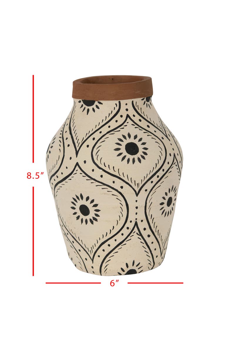 Foreside Home and Garden Natural Handpainted Terracotta Vase, Alternate, color, Brown