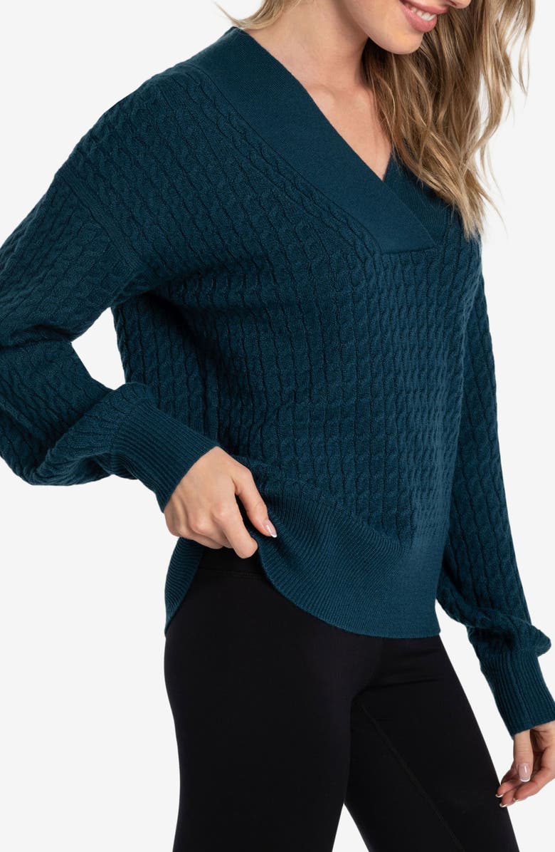 Lole Camille Cable Knit Sweater, Alternate, color, Bb56 - Fjord Blue Heather