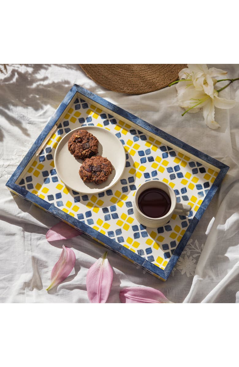 Mela Artisans Marigold Mosaic Bone Inlay Tray, Alternate, color, Marigold