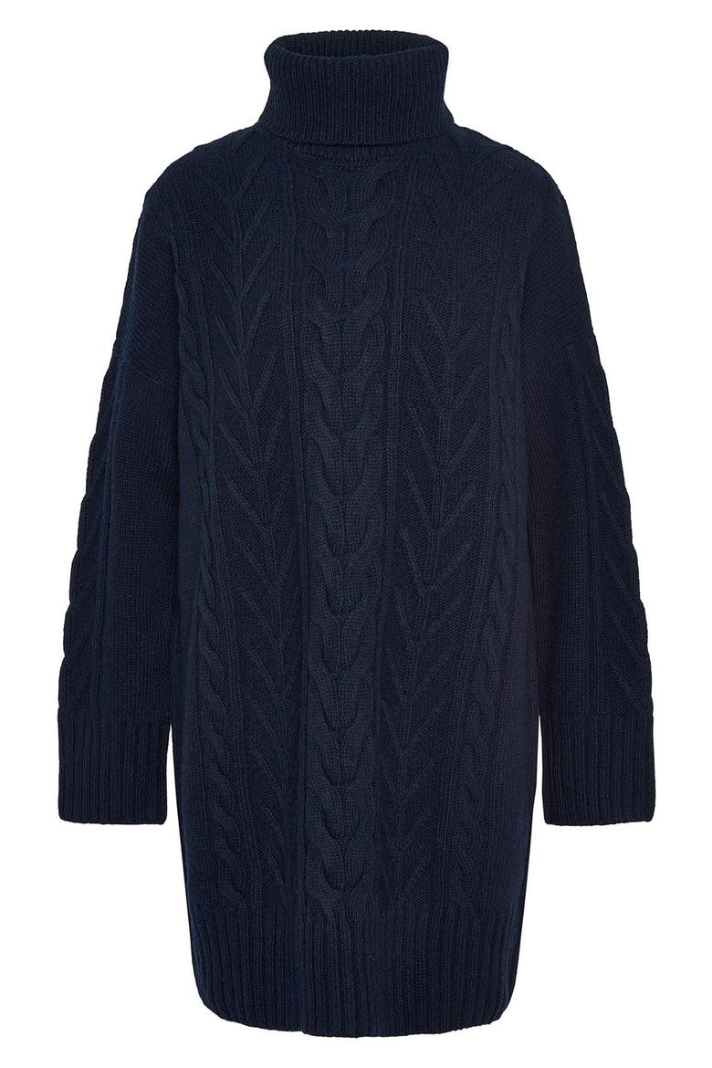 Beatrix Cable Stitch Long Sleeve Wool Blend Sweater Dress, Alternate, color, NAVY