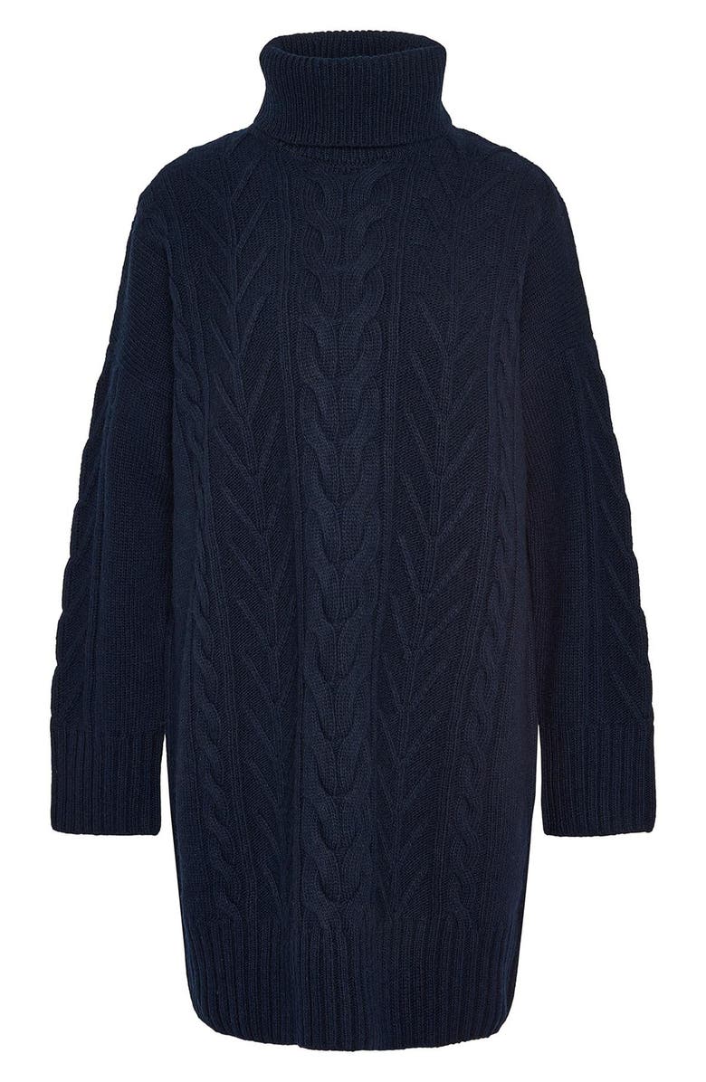 Barbour Beatrix Cable Stitch Long Sleeve Wool Blend Sweater Dress, Alternate, color, Navy