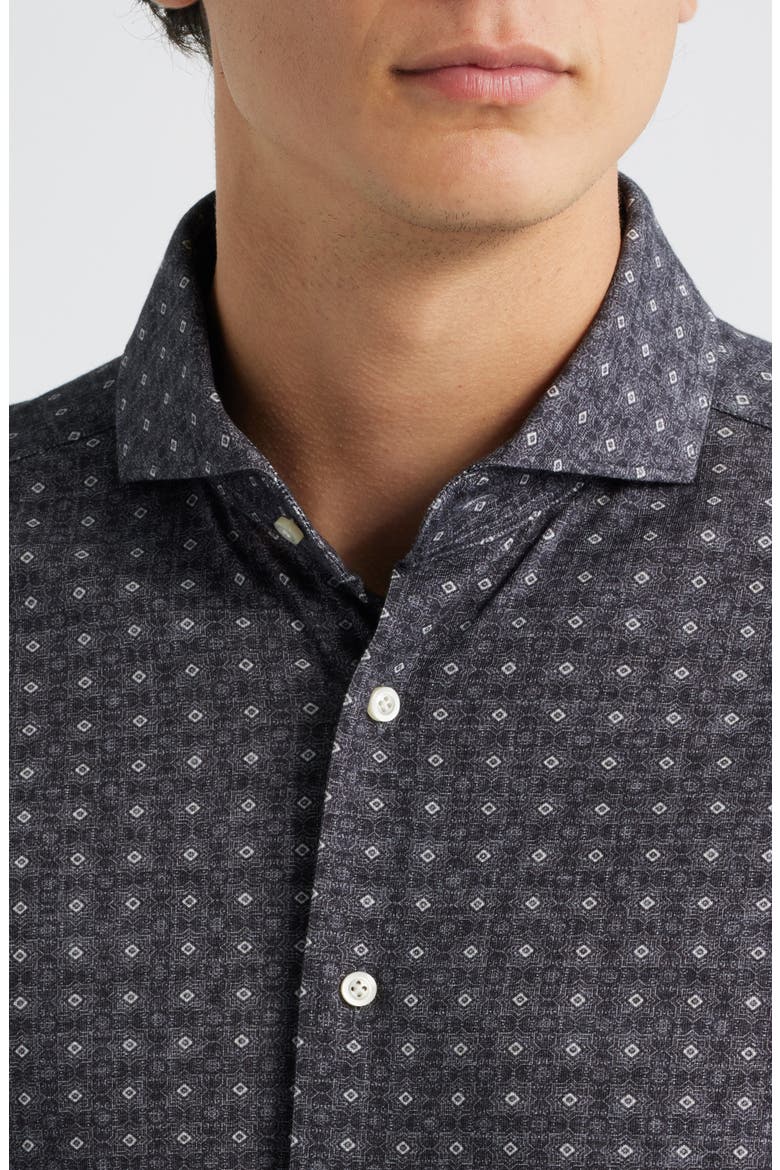 Modern Fit Stretch Cotton Jersey Dress Shirt, Alternate, color, CHARCOAL