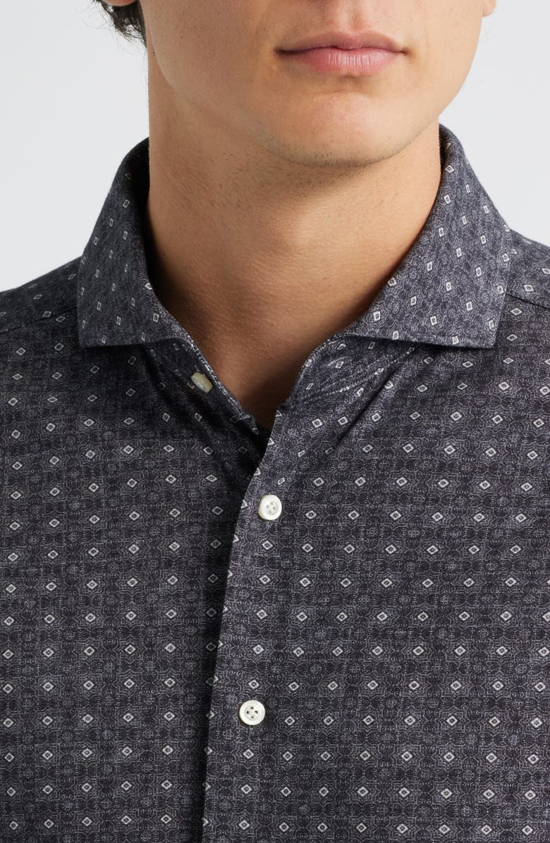 Emanuel Berg Modern Fit Stretch Cotton Jersey Dress Shirt, Alternate, color, Charcoal