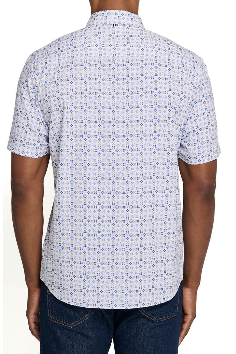 Park Slope Petals Short Sleeve Button Down Performance Shirt, Alternate, color, WHITE/BLUE