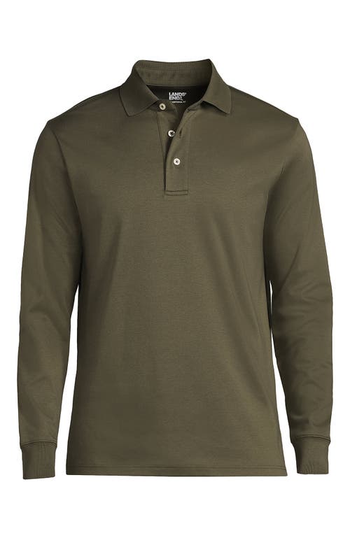 Lands' End Long Sleeve Cotton Supima Polo Shirt In Green
