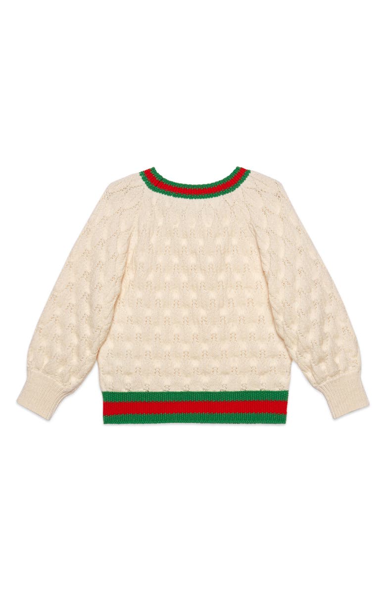 Gucci Web Trim Wool Sweater, Alternate, color, 