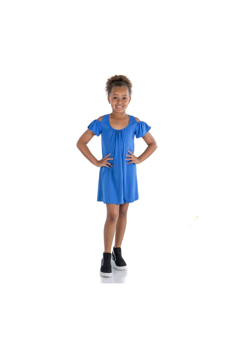 Pleated Cold Shoulder Summer Dress, Main, color, Turq