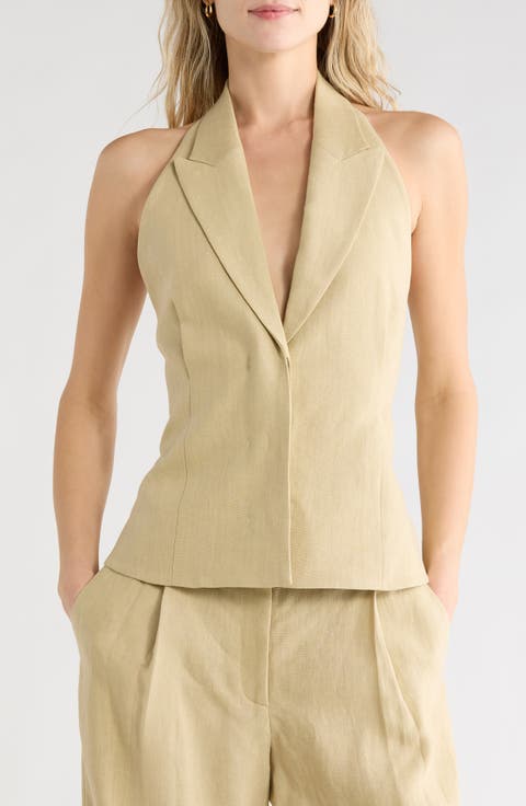Kaitlyn Halter Neck Linen Vest