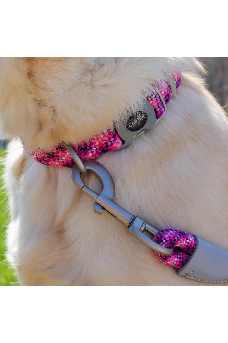 Active Woven Reflective Dog Collar, Pixel Pink, Large, 1 Inch, Adjustable, Alternate, color, Pink