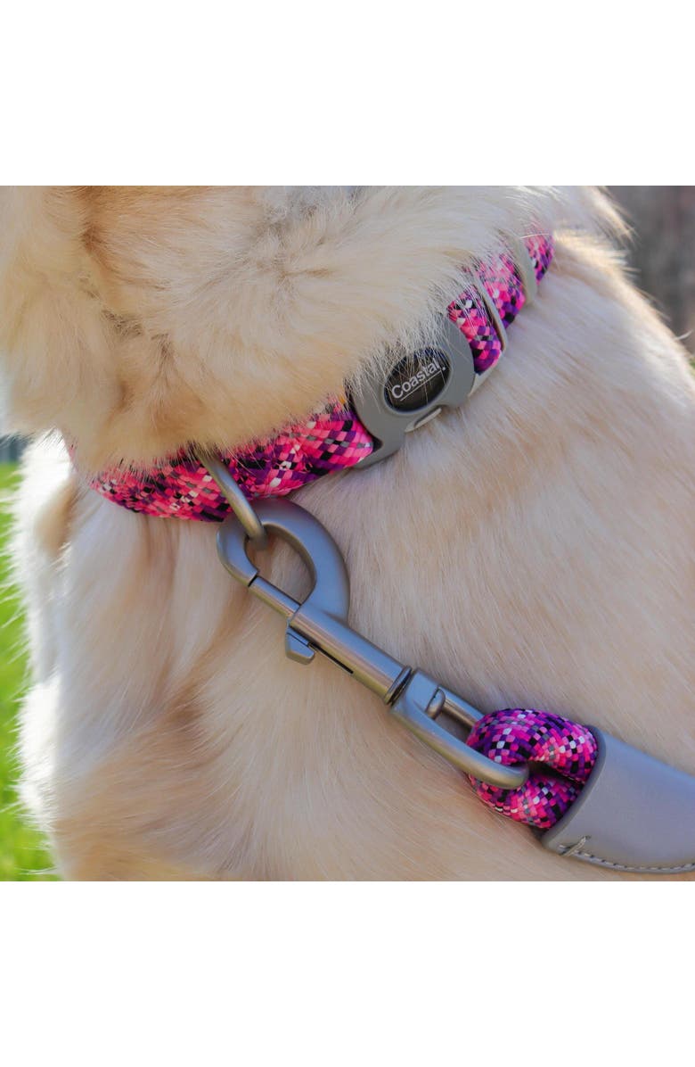 Pro Active Woven Reflective Dog Collar, Pixel Pink, Large, 1 Inch, Adjustable, Alternate, color, Pink