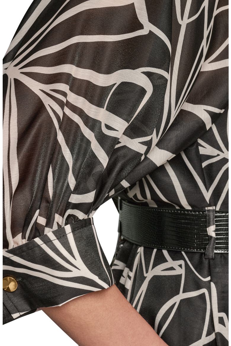 Belted Midi Shirtdress, Alternate, color, BLK/ LT CAN