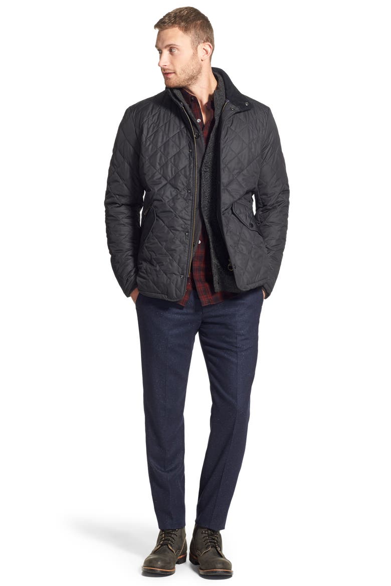 'Chelsea' Regular Fit Quilted Jacket, Alternate, color, BLACK