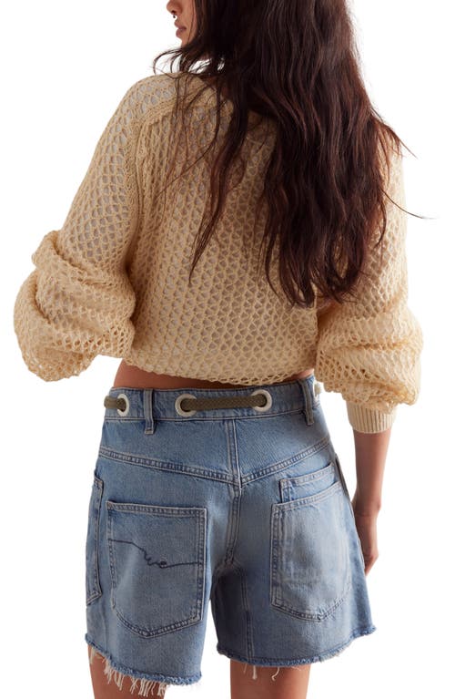 Free People Moxie Distressed High Waist Denim Cutoff Shorts In Truest Blue