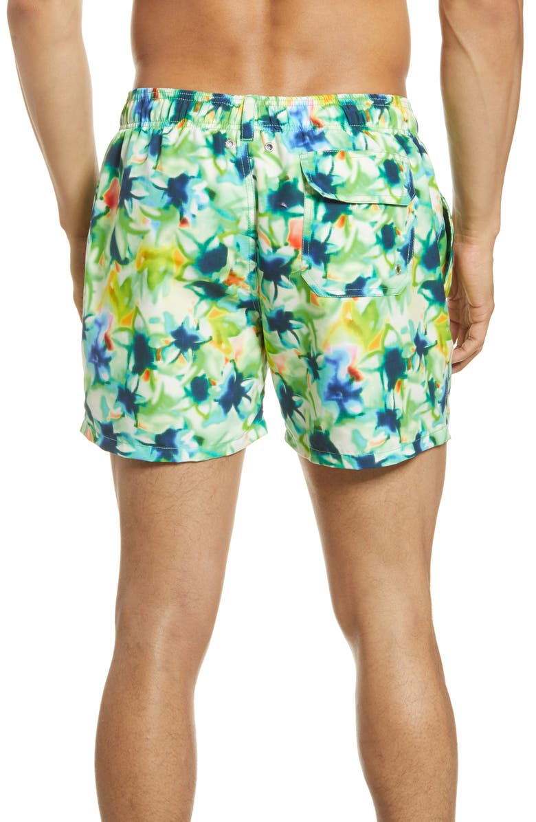 Bugatchi Tie Dye Nylon Swim Trunks, Alternate, color, 