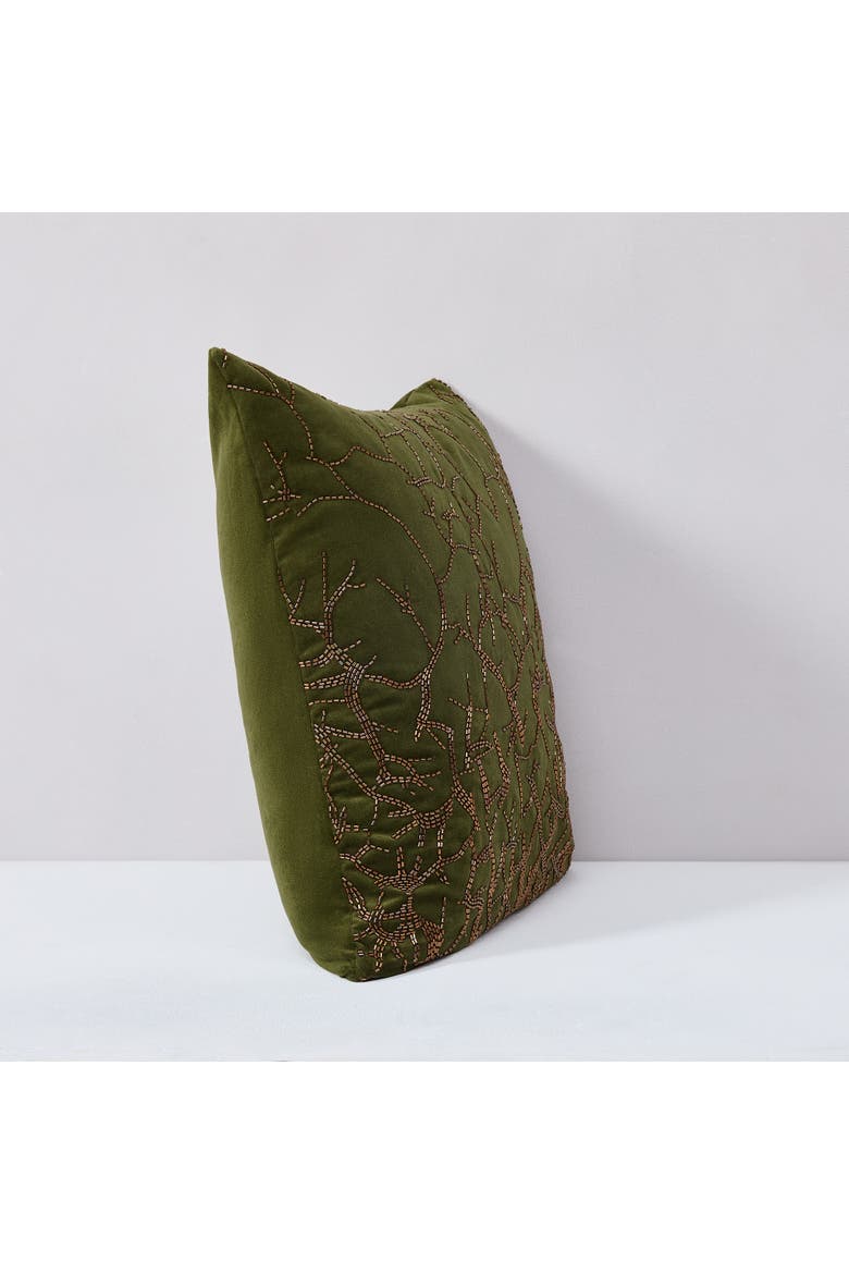 Morel Velvet Pillow Cover, Alternate, color, Green