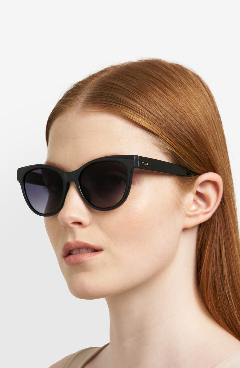 Fossil 53mm Gradient Cat Eye Sunglasses, Alternate, color, Black