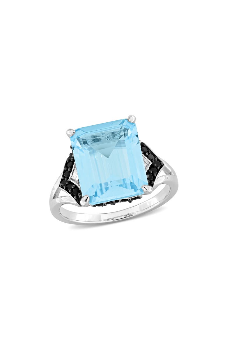 Sterling Silver Sky Blue Topaz & Black Sapphire Ring, Main, color, BLUE
