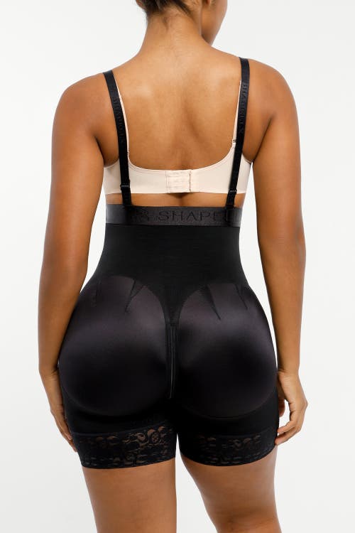Shapellx Firm Tummy Compression Bodysuit Shaper With Butt Lifter In Jet Black