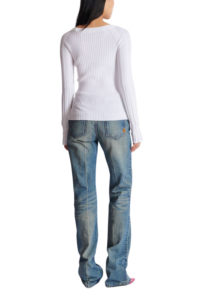 Balmain Knit top with buttons, Alternate, color, White
