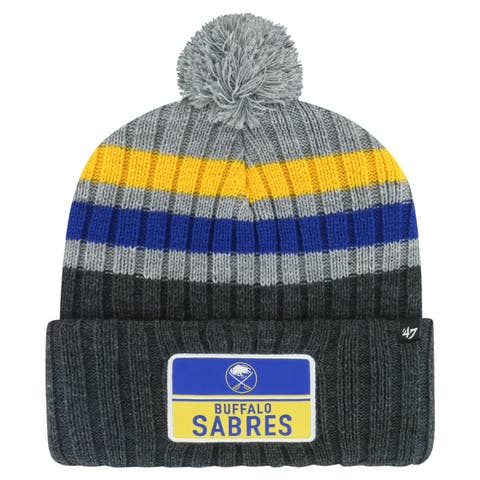 Men's '47 Gray Buffalo Sabres Stack Patch Cuffed Knit Hat with Pom