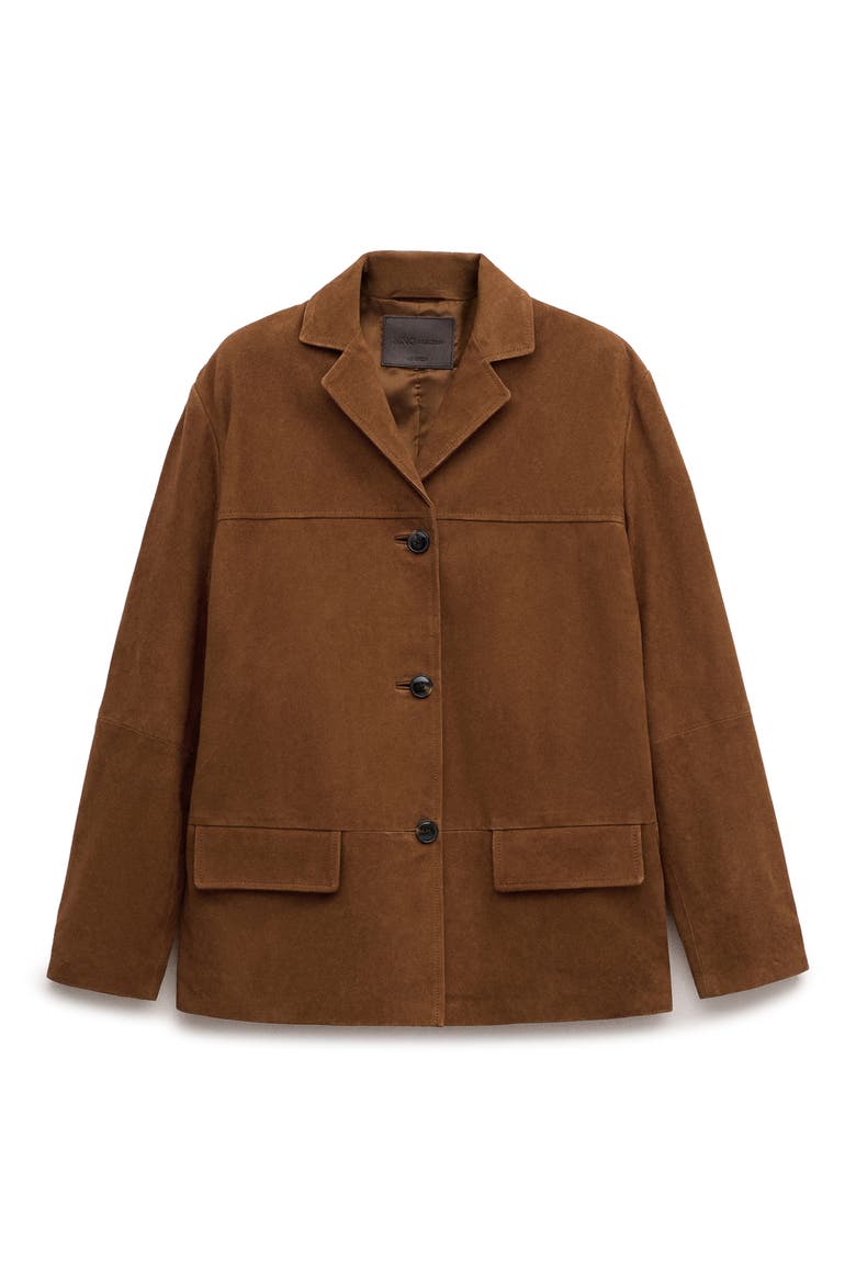 Straight Suede Blazer, Main, color, TOBACCO BROWN