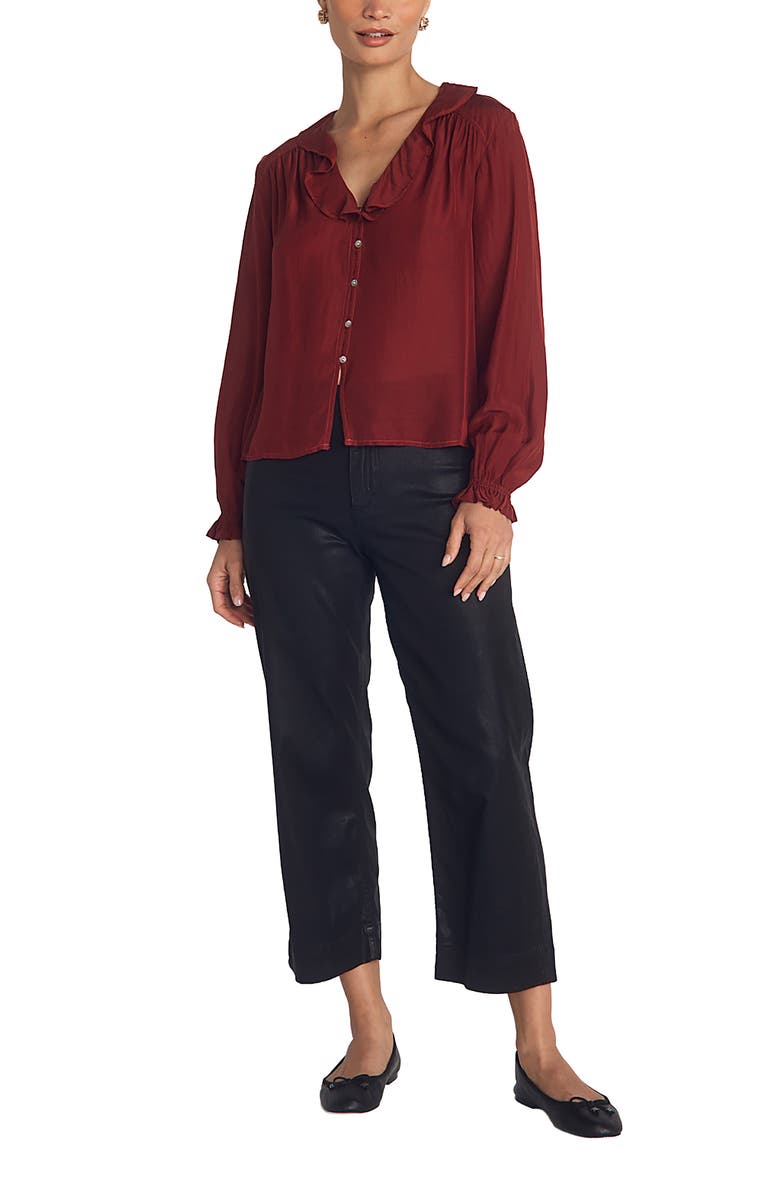 Bella Dahl Ruffle Collar Button-Up Shirt, Alternate, color, Warm Brandy
