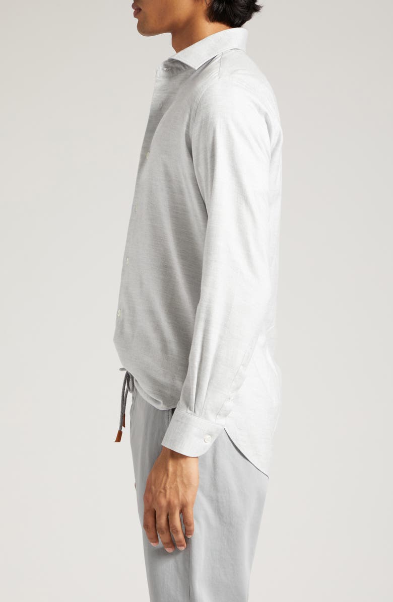 Eleventy Herringbone Cotton Blend Button-Up Shirt, Alternate, color, 