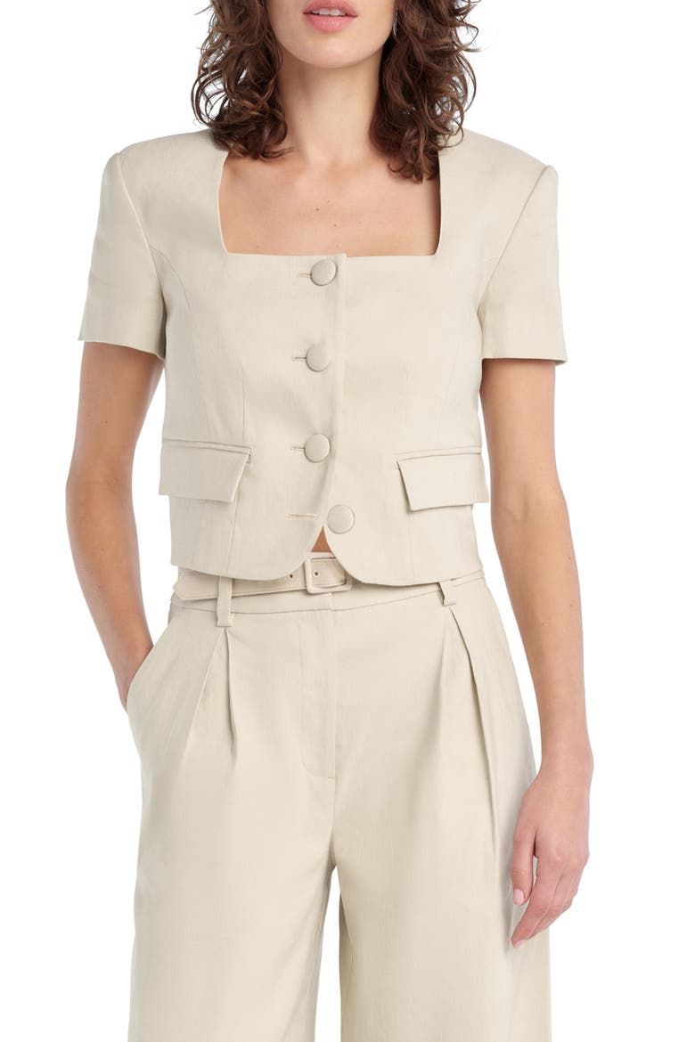 The Mayfair Linen Blend Top, Main, color, LIGHT KHAKI