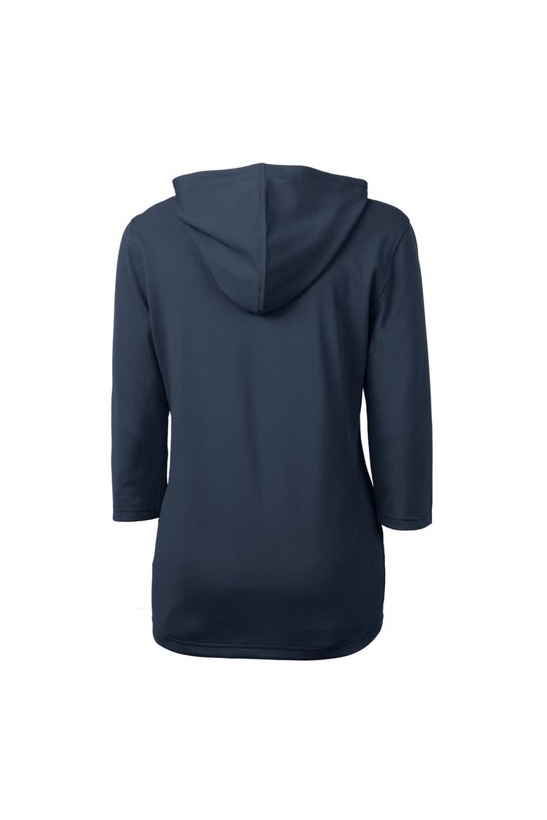 Women's Cutter & Buck  Navy Kansas City Royals City Connect DryTec Virtue Eco Pique Recycled 3/4-Sleeve Half-Zip Pullover Hoodie, Alternate, color, Navy