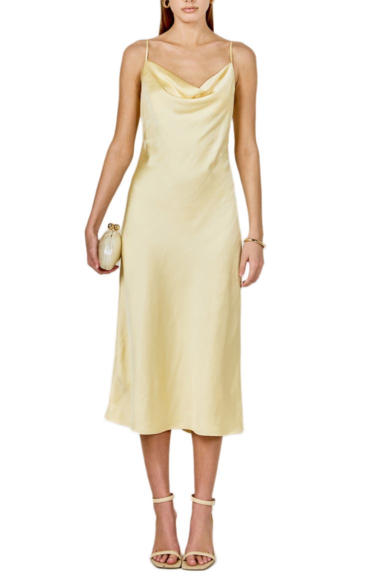 Satin Midi Dress, Main, color, LEMON
