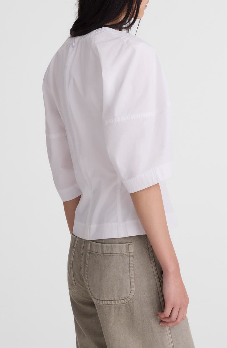 Madewell Sculptural V-Neck Cotton Poplin Top, Alternate, color, White