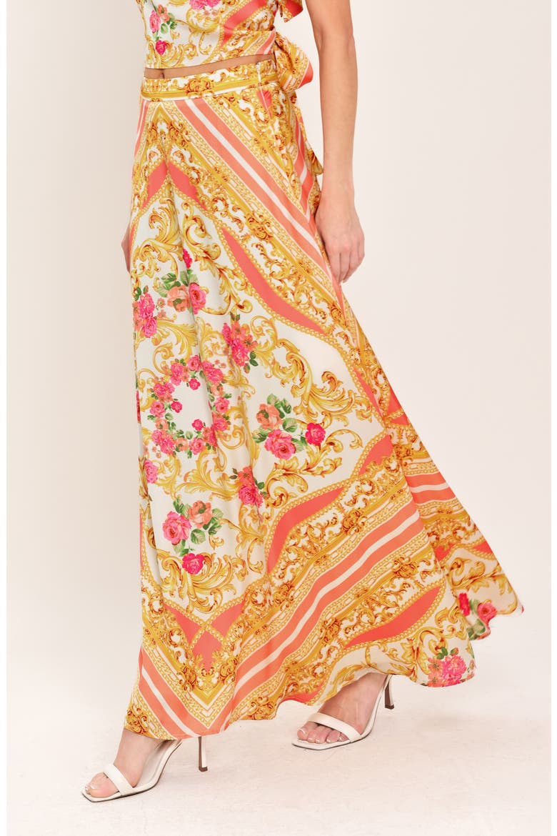 Satin Print Maxi Skirt, Alternate, color, IVORY PINK