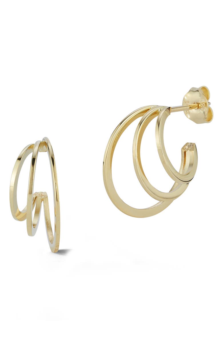 Ember Fine Jewelry 14K Gold Three Ring Hoop Earrings, Main, color,