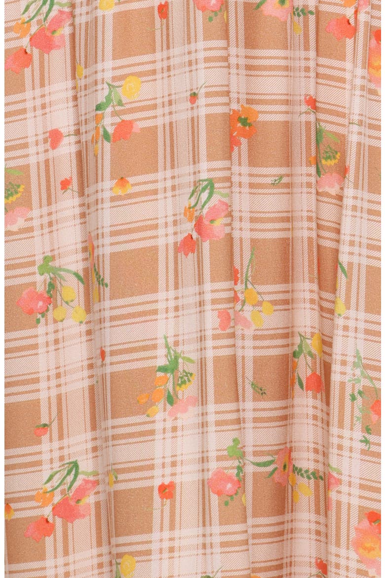 Gemini Floral Check Halter Neck Maxi Dress, Alternate, color, YELLOW FLORAL GINGHAM