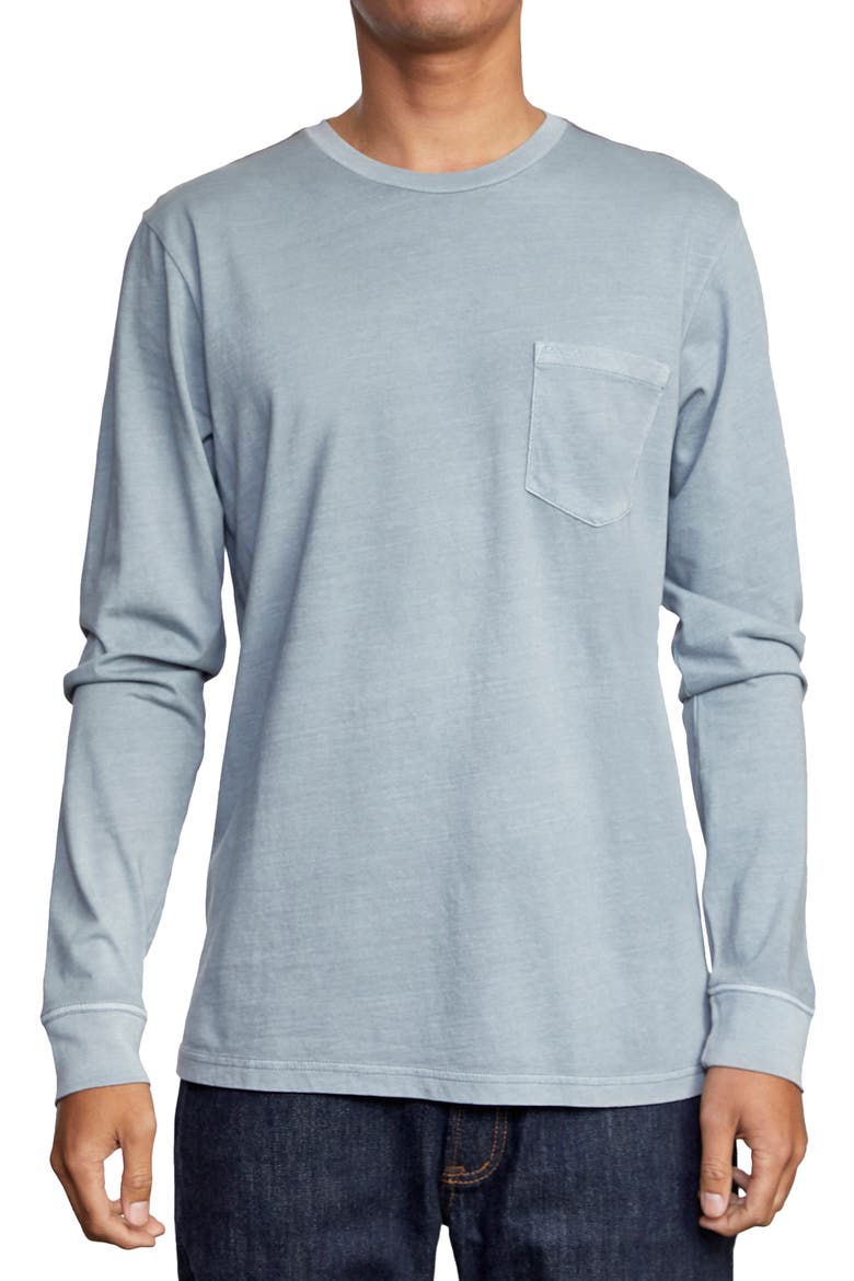 Pigment Dyed Long Sleeve Pocket T-Shirt, Main, color, MONUMENT