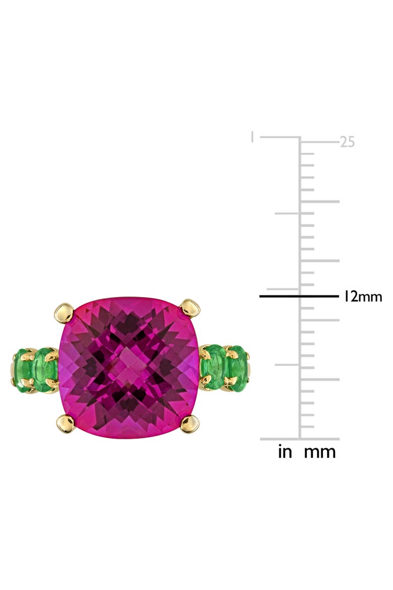 Pink Topaz & Tsavorite Ring Yellow Plated, Alternate, color, Pink Topaz