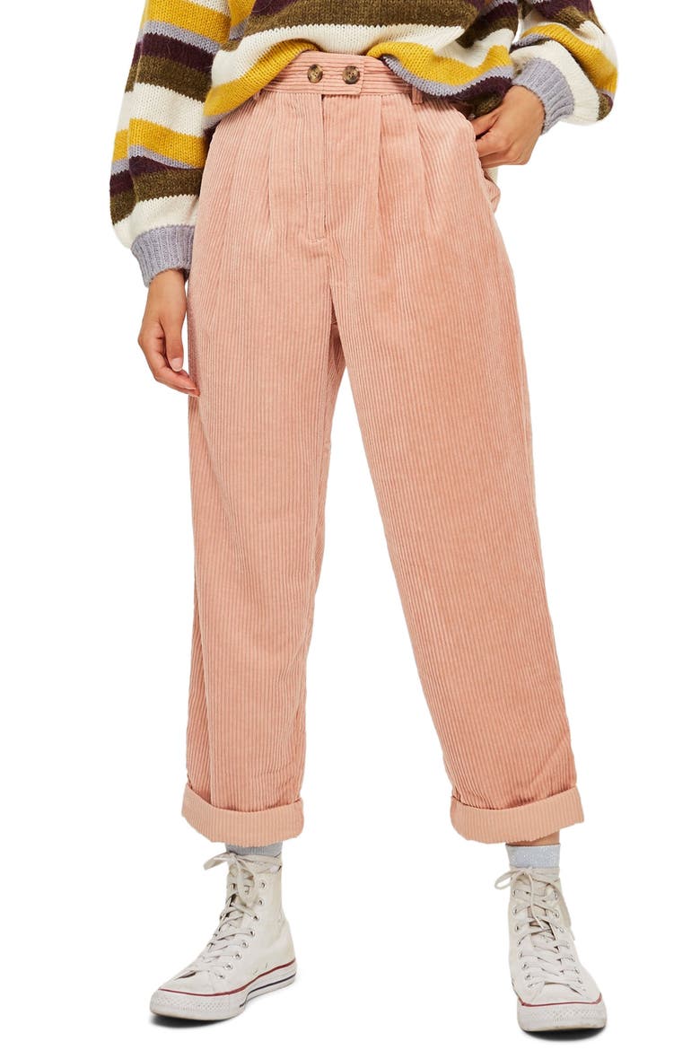 Corduroy Peg Trousers, Main, color, BLUSH