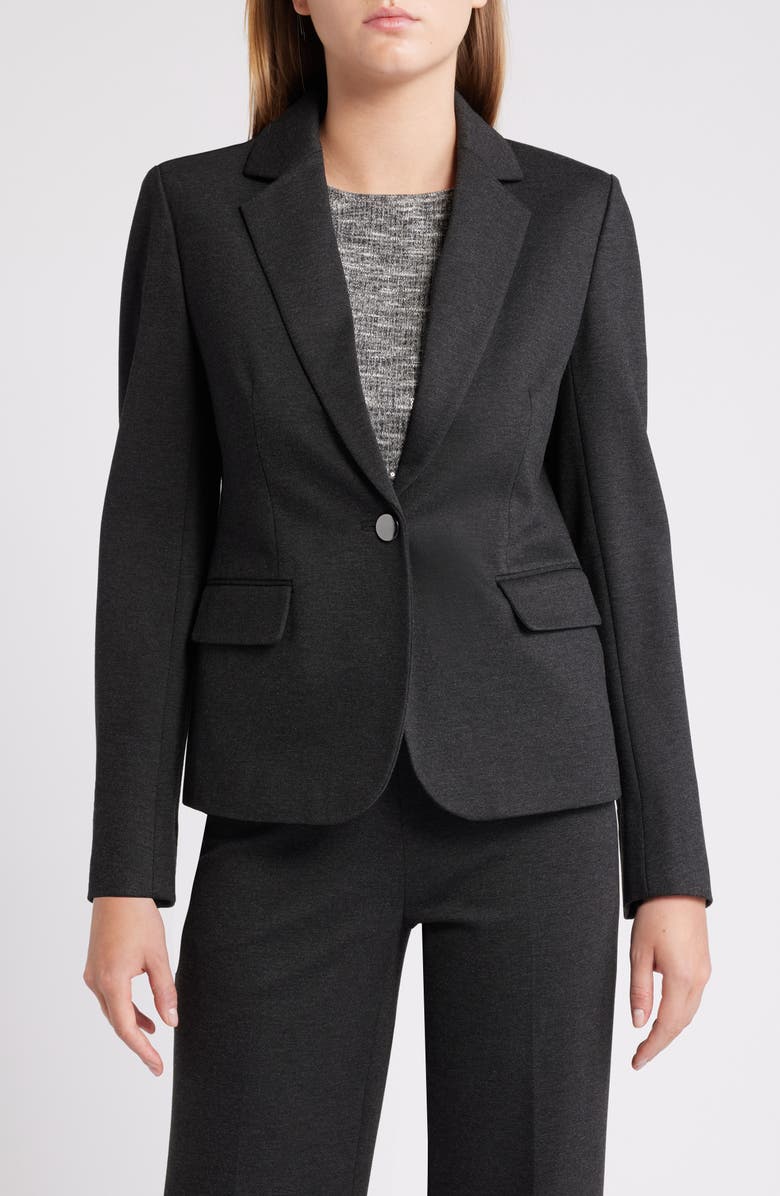 Anne Klein Compression Knit One-Button Blazer, Alternate, color,