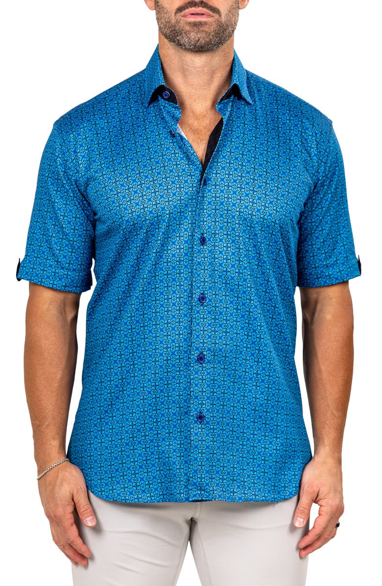 Maceoo Galileo Marthy Short Sleeve Button-Up Shirt, Main, color, 