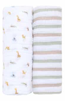 KYLE AND DEENA 2-Pack Assorted Muslin Safari Swaddle Blankets