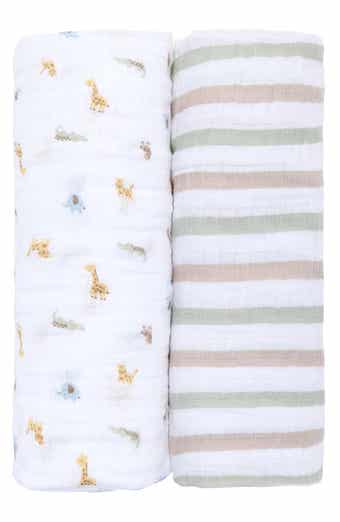 2-Pack Assorted Muslin Safari Swaddle Blankets