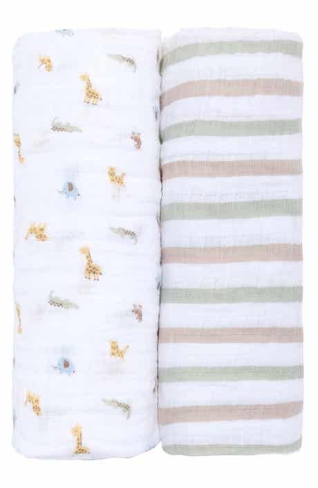 KYLE AND DEENA 2-Pack Assorted Muslin Safari Swaddle Blankets
