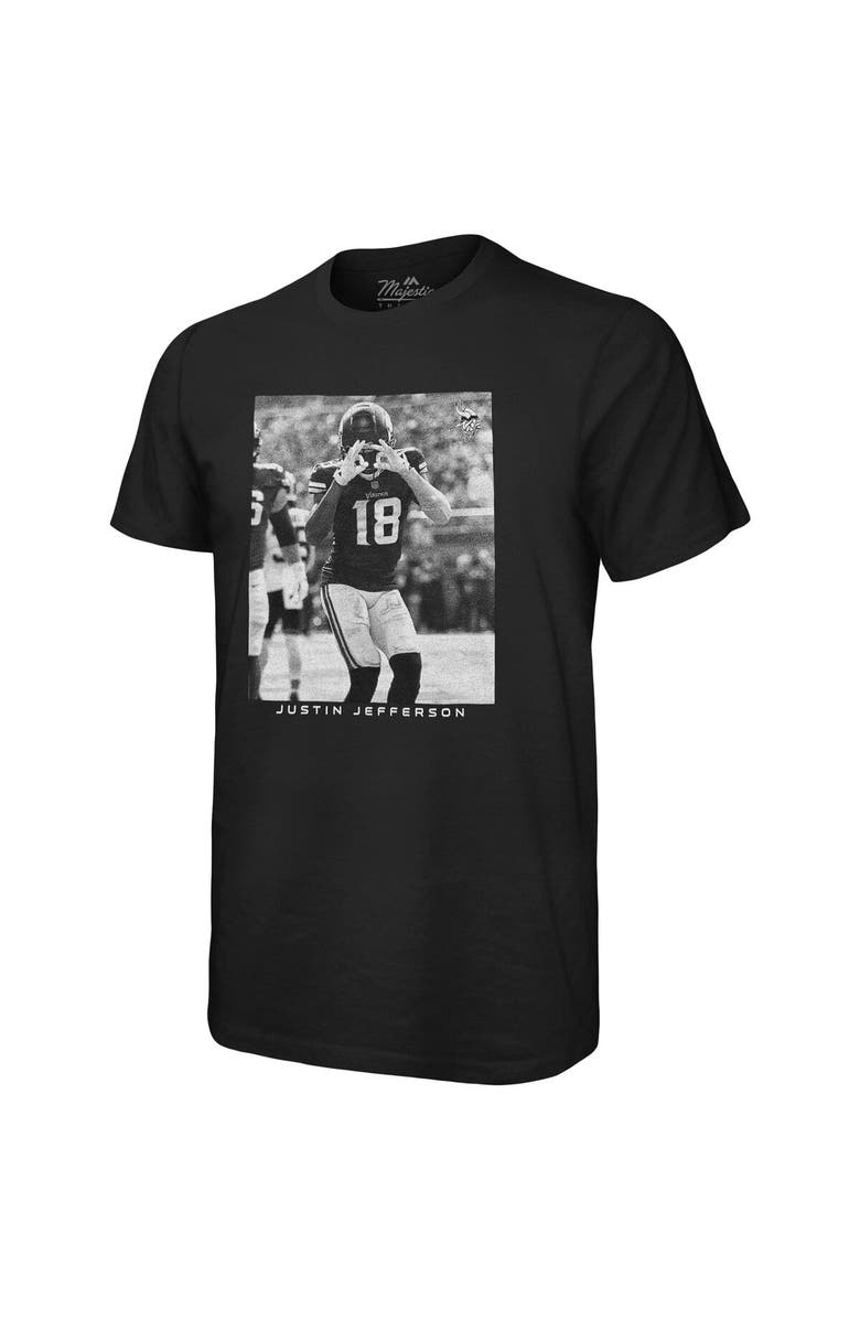 Majestic Threads Men
s Majestic Threads Justin Jefferson Black Minnesota Vikings Oversized Player Image T-Shirt, Alternate, color, Black