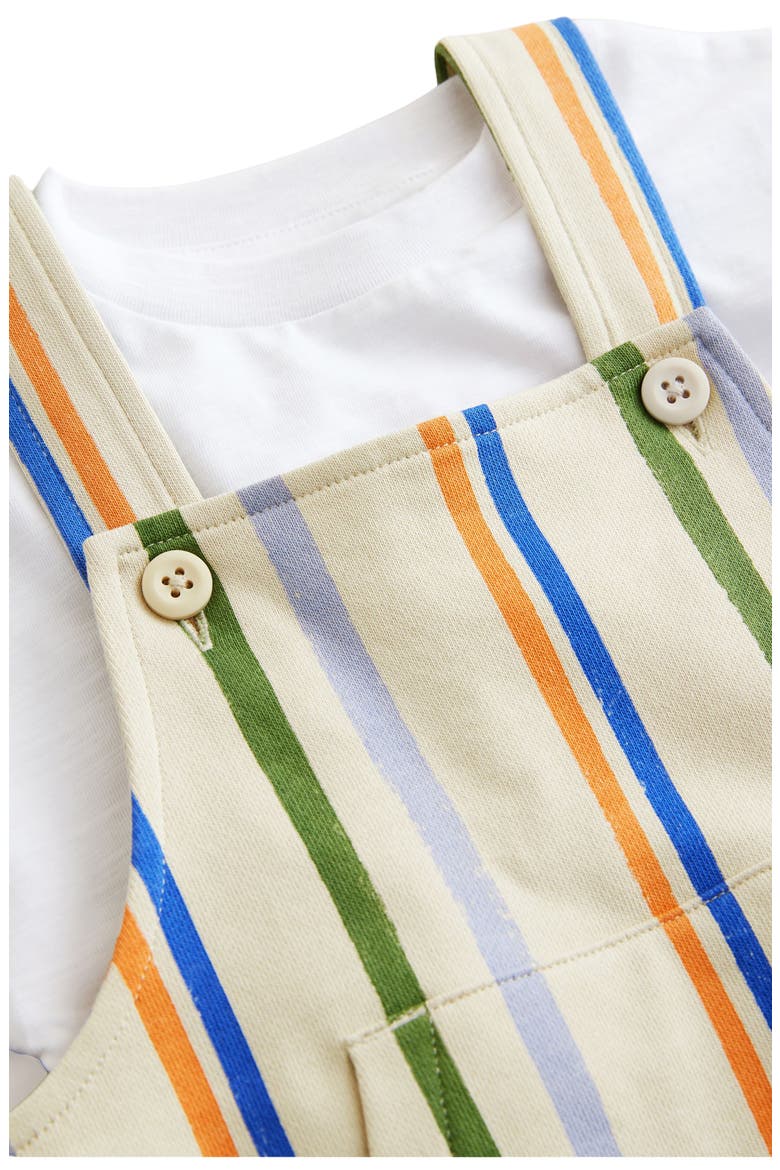 Kids' Stripe Overalls & T-Shirt Set, Alternate, color, NEUTRAL