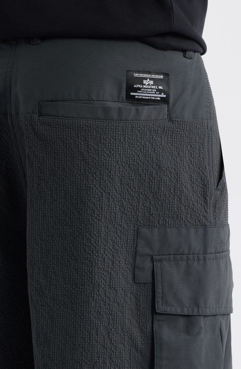 Alpha Industries Seersucker Cargo Shorts, Alternate, color, Charcoal