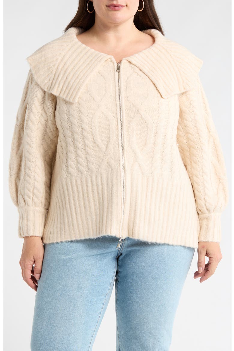 Mitchell Crop Zip Cardigan, Alternate, color, CREAM