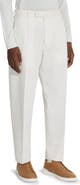 ZEGNA Pleat Front Cotton & Wool Trousers